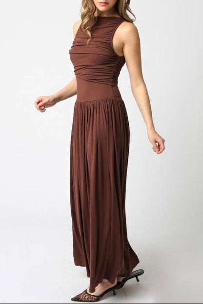 leni maxi dress - dark brown