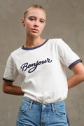 bonjour ringer tee - white/navy