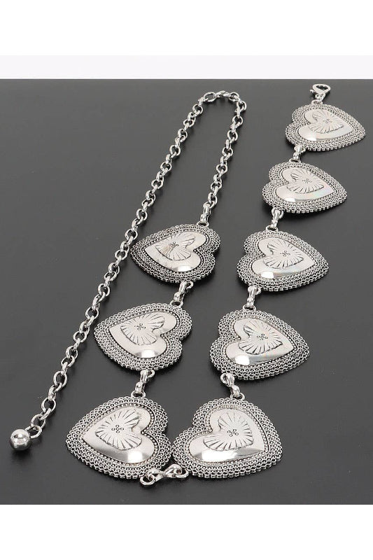 chain of hearts belt  - silver