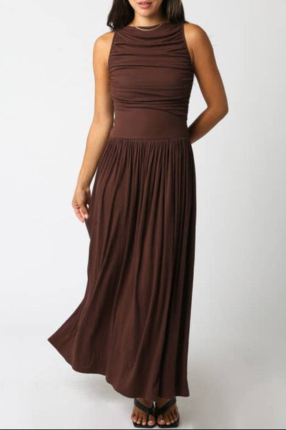 leni maxi dress - dark brown