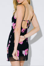 orchid mini dress - black & pink