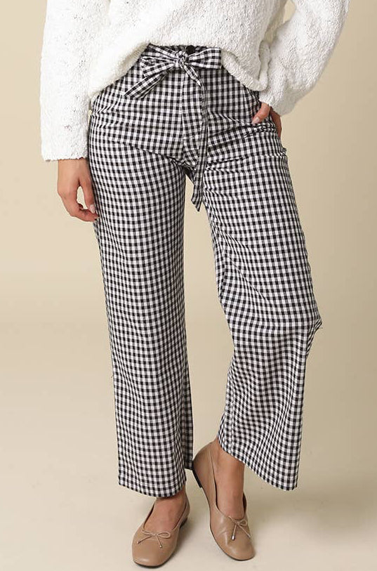 isis gingham pants - black