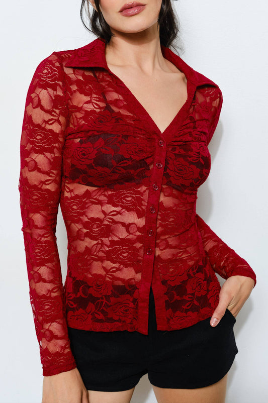 wynn top - burgundy