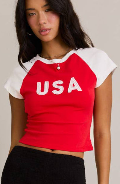 usa tee - red