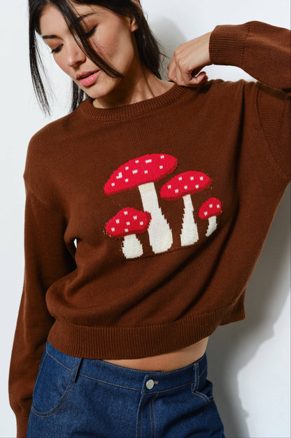 mushroom sweater - brown