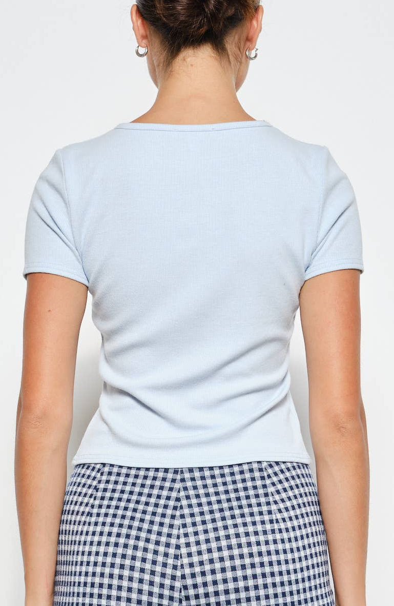 heidi button tee - light blue