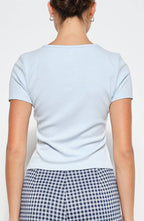 heidi button tee - light blue