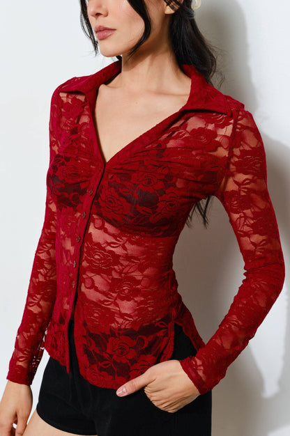 wynn top - burgundy