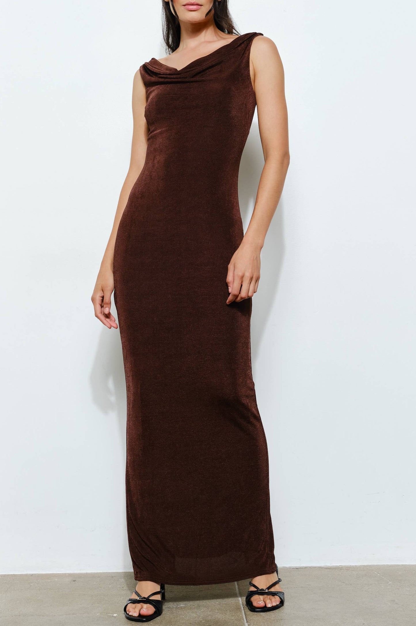 calista maxi dress - dark brown