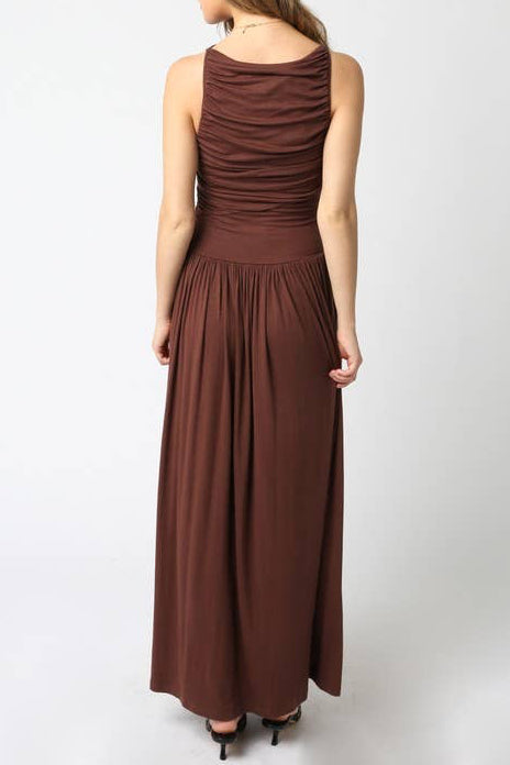 leni maxi dress - dark brown