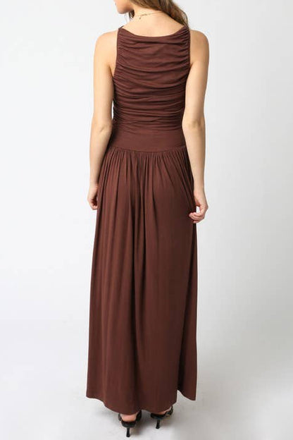 leni maxi dress - dark brown