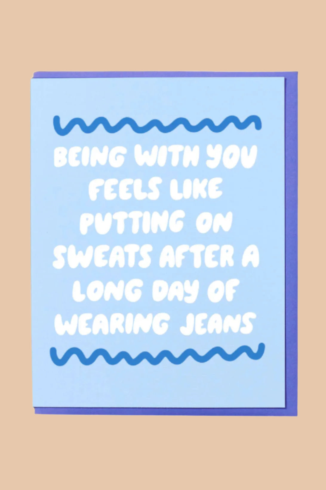 putting on sweats - card