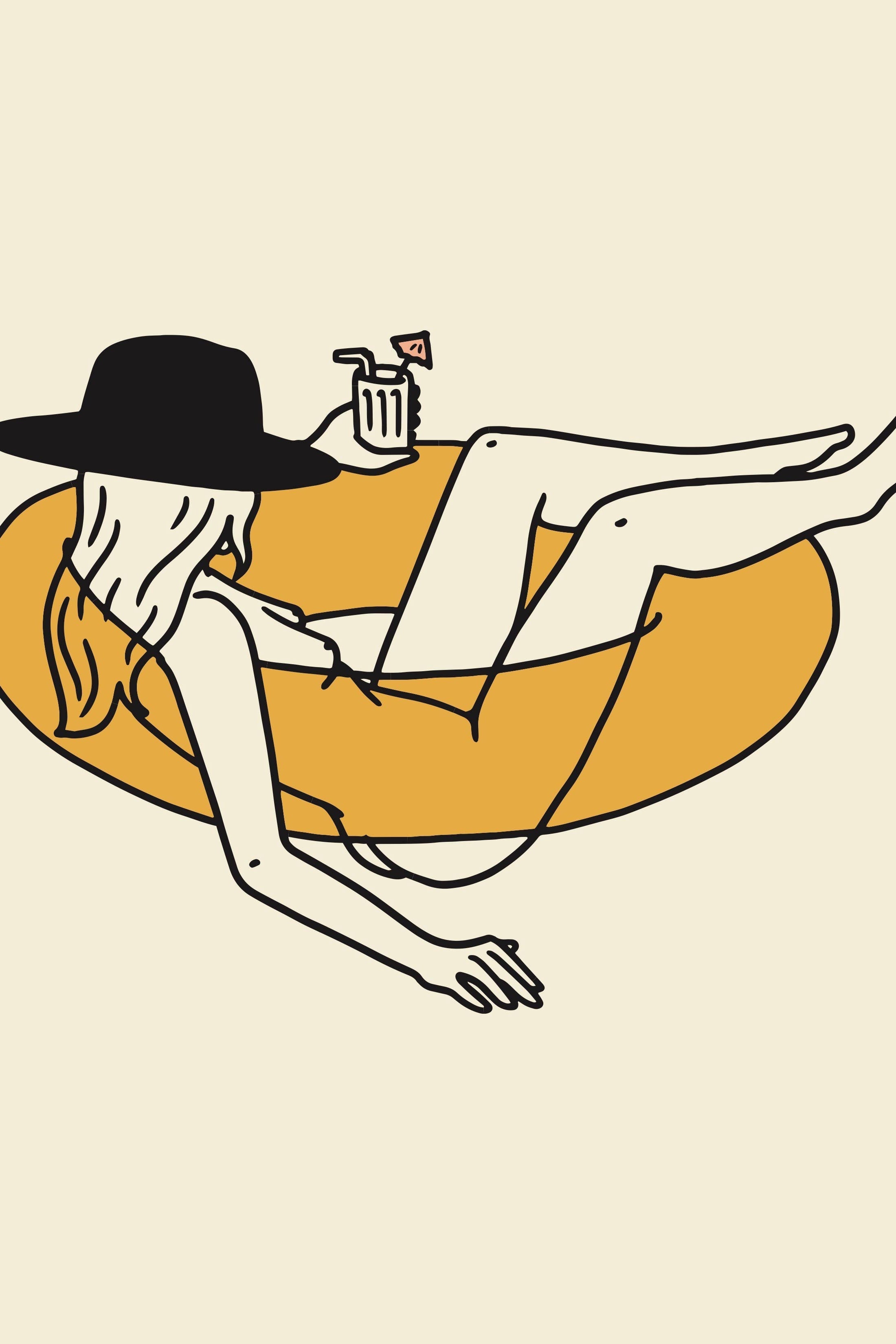 tubing cowgirl art print