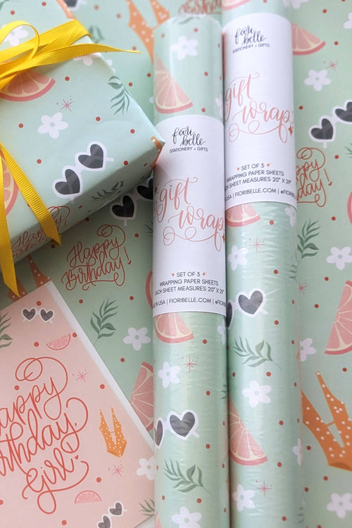 beach babe birthday - wrapping paper