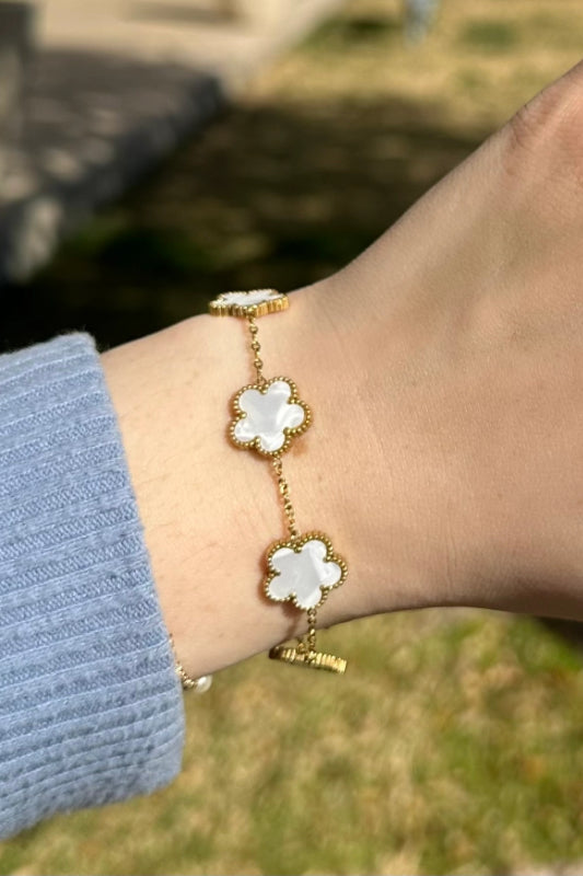 white shell flora bracelet
