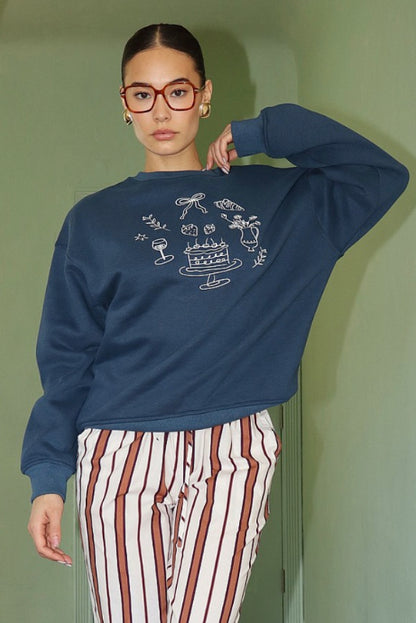 cake sweatshirt - denim