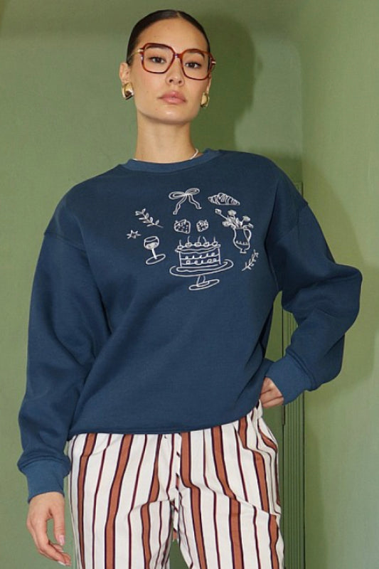 cake sweatshirt - denim