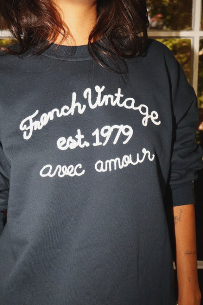 french vintage sweatshirt - navy