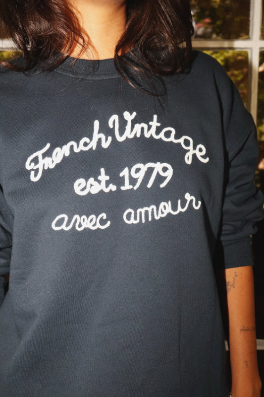 french vintage sweatshirt - navy