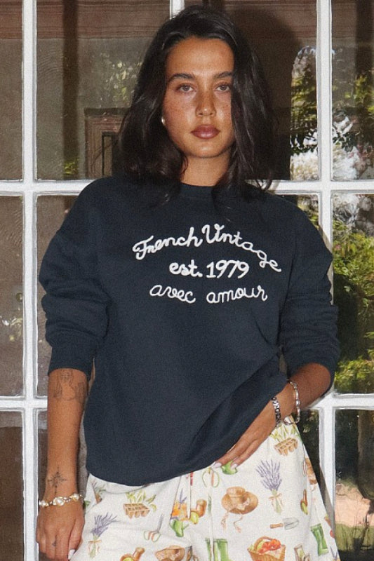 french vintage sweatshirt - navy