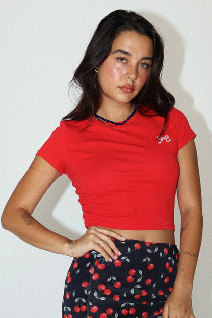 bow tee - red