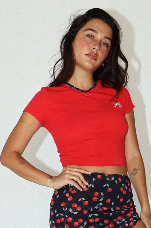 bow tee - red