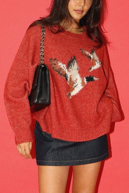 mallard sweater - vintage red
