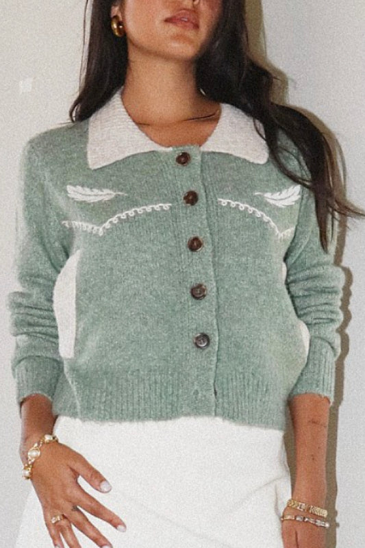 feather cardigan - basil