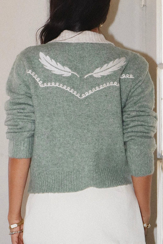 feather cardigan - basil