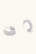 crystal shimmer hoops - silver
