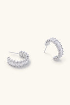 crystal shimmer hoops - silver