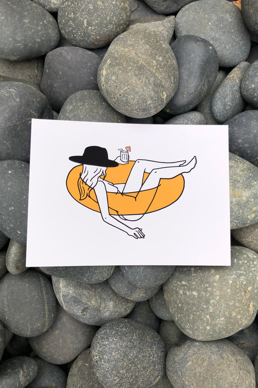 tubing cowgirl art print