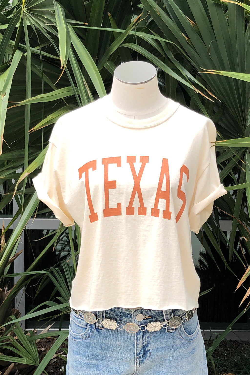 crop texas tee - ivory