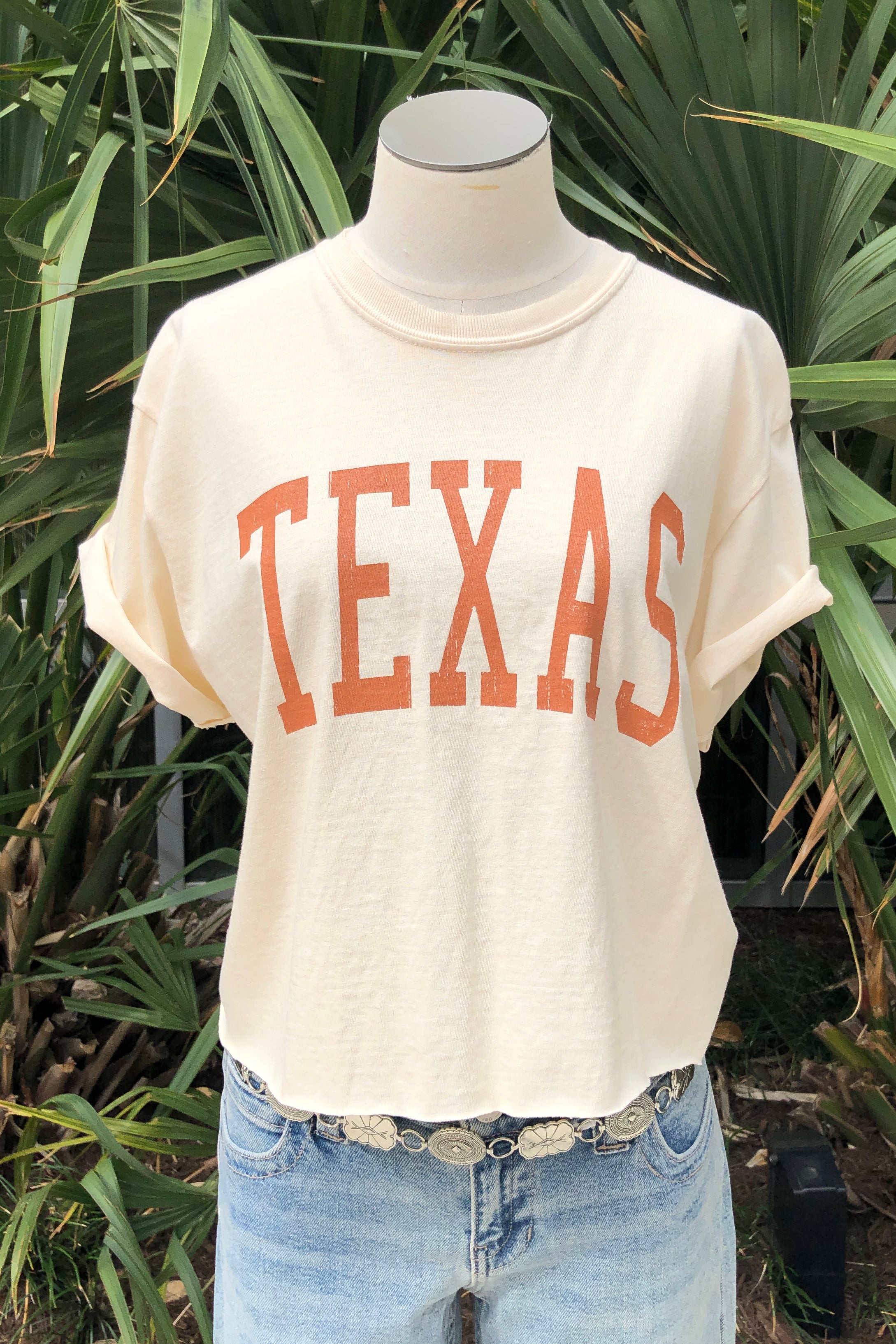 crop texas tee - ivory