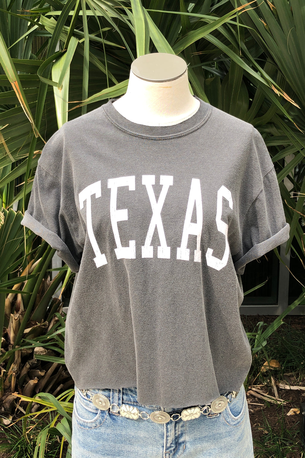 crop texas tee - dark grey