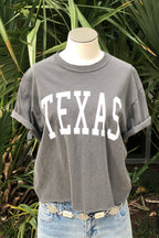 crop texas tee - dark grey
