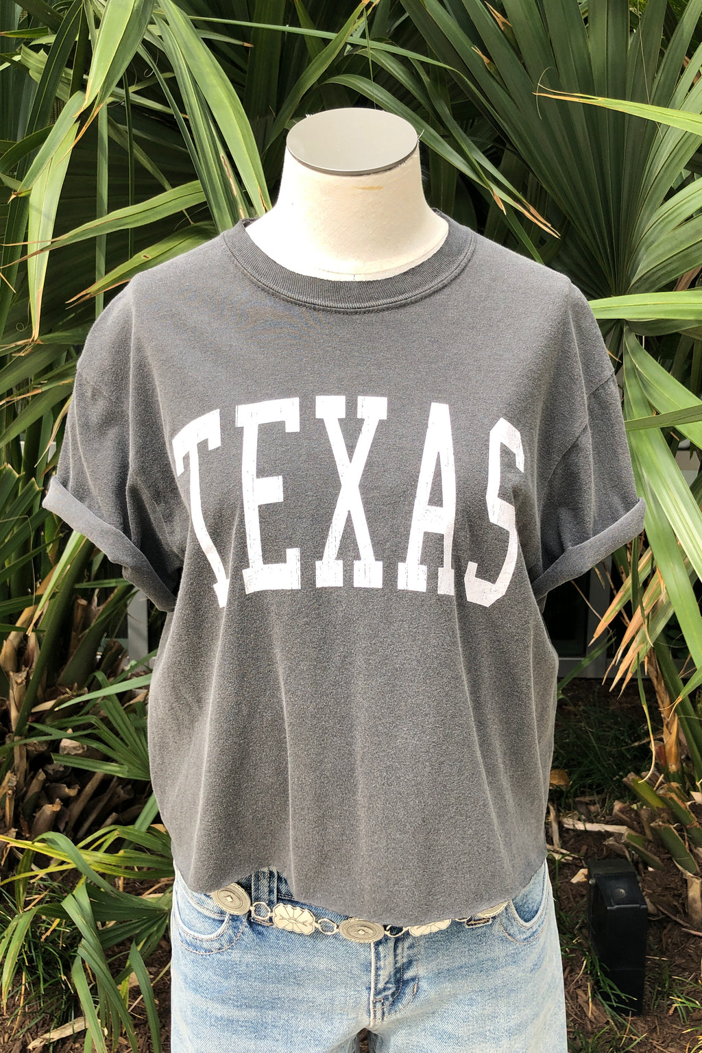 crop texas tee - dark grey