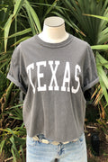 crop texas tee - dark grey