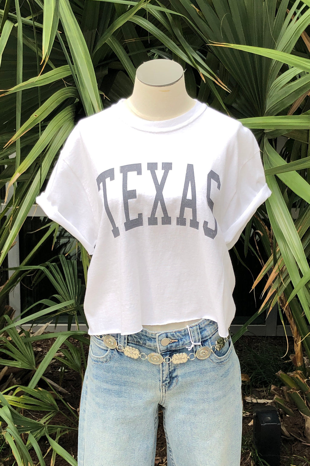 crop texas tee - white