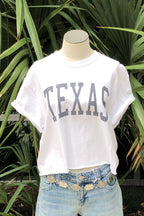 crop texas tee - white