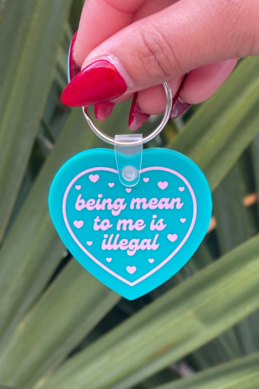 being mean to me is illegal keychain