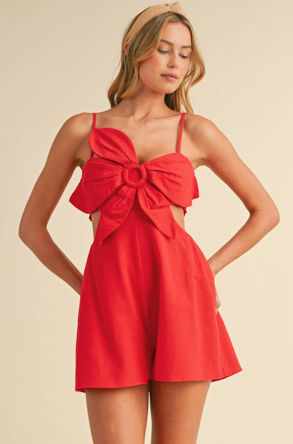 georgia romper - red