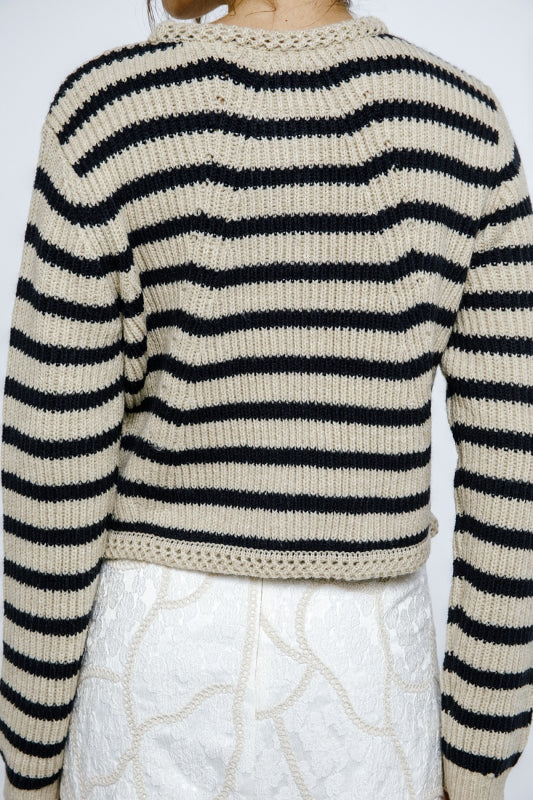 madison cardigan - beige & navy