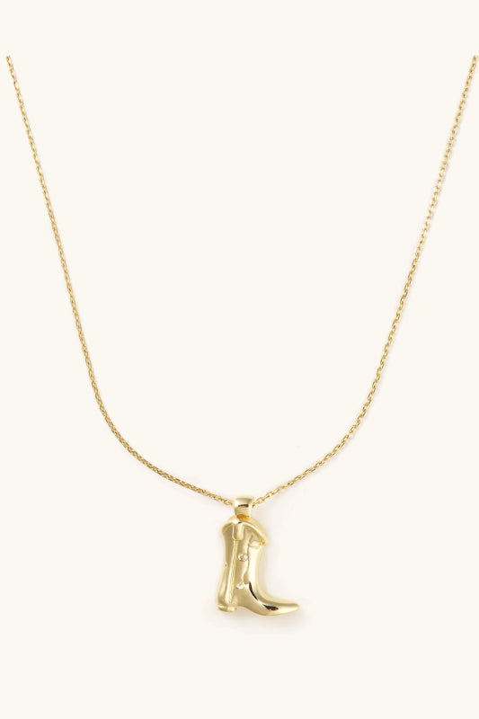 golden cowboy boot necklace