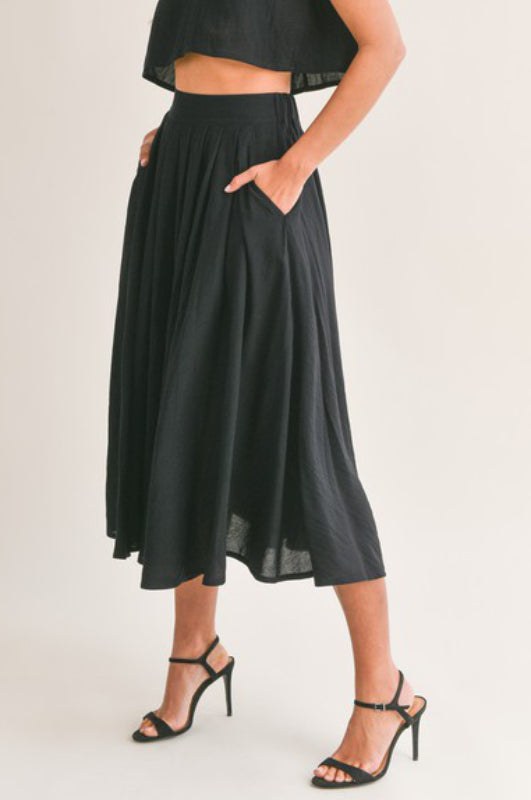 remi midi skirt - black