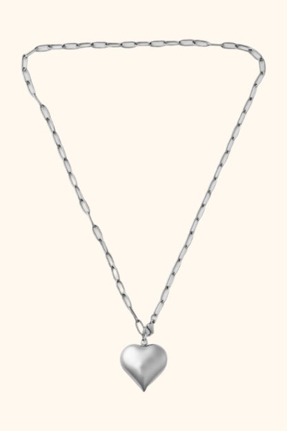 bubble heart chain necklace - silver