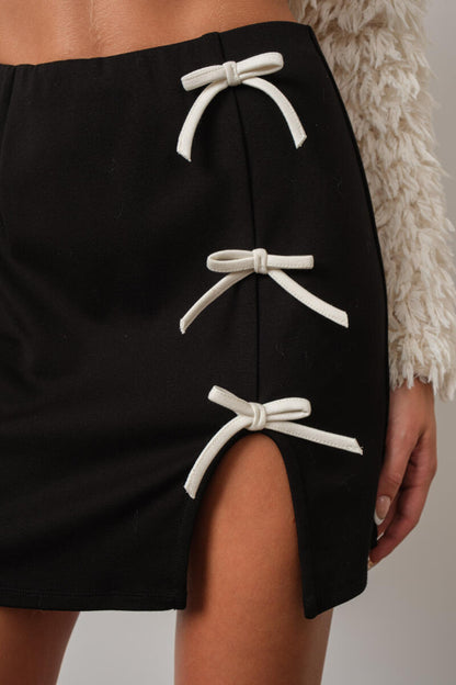 ribbon mini skirt - black