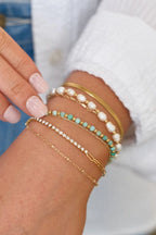 freshwater pearl slider bracelet - gold