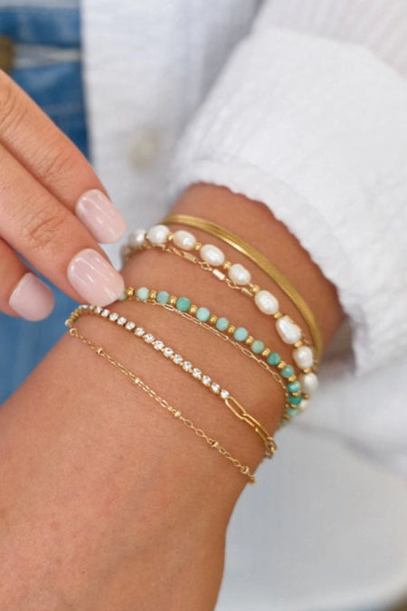 freshwater pearl slider bracelet - gold