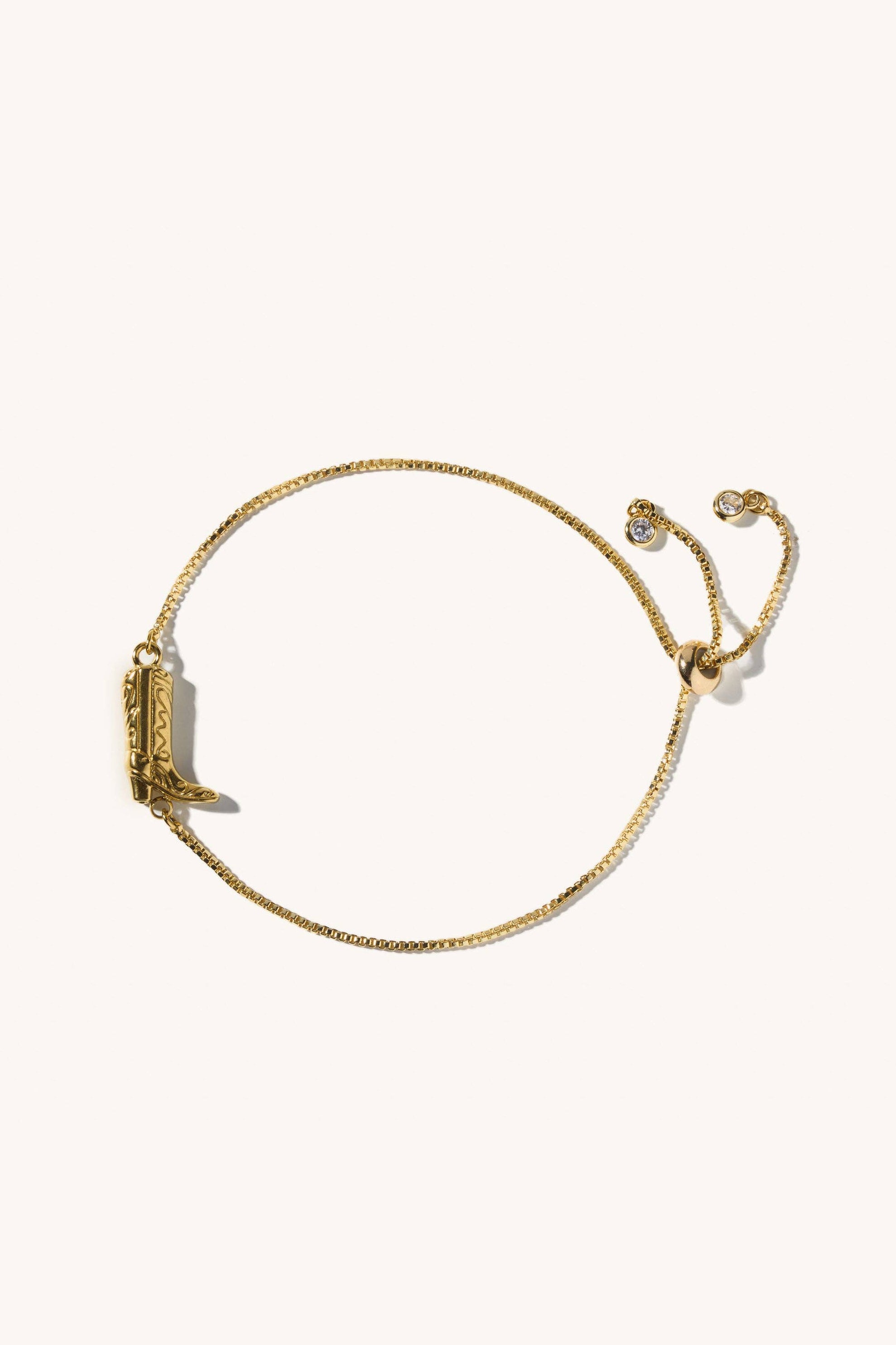 cowboy boot slider bracelet - gold